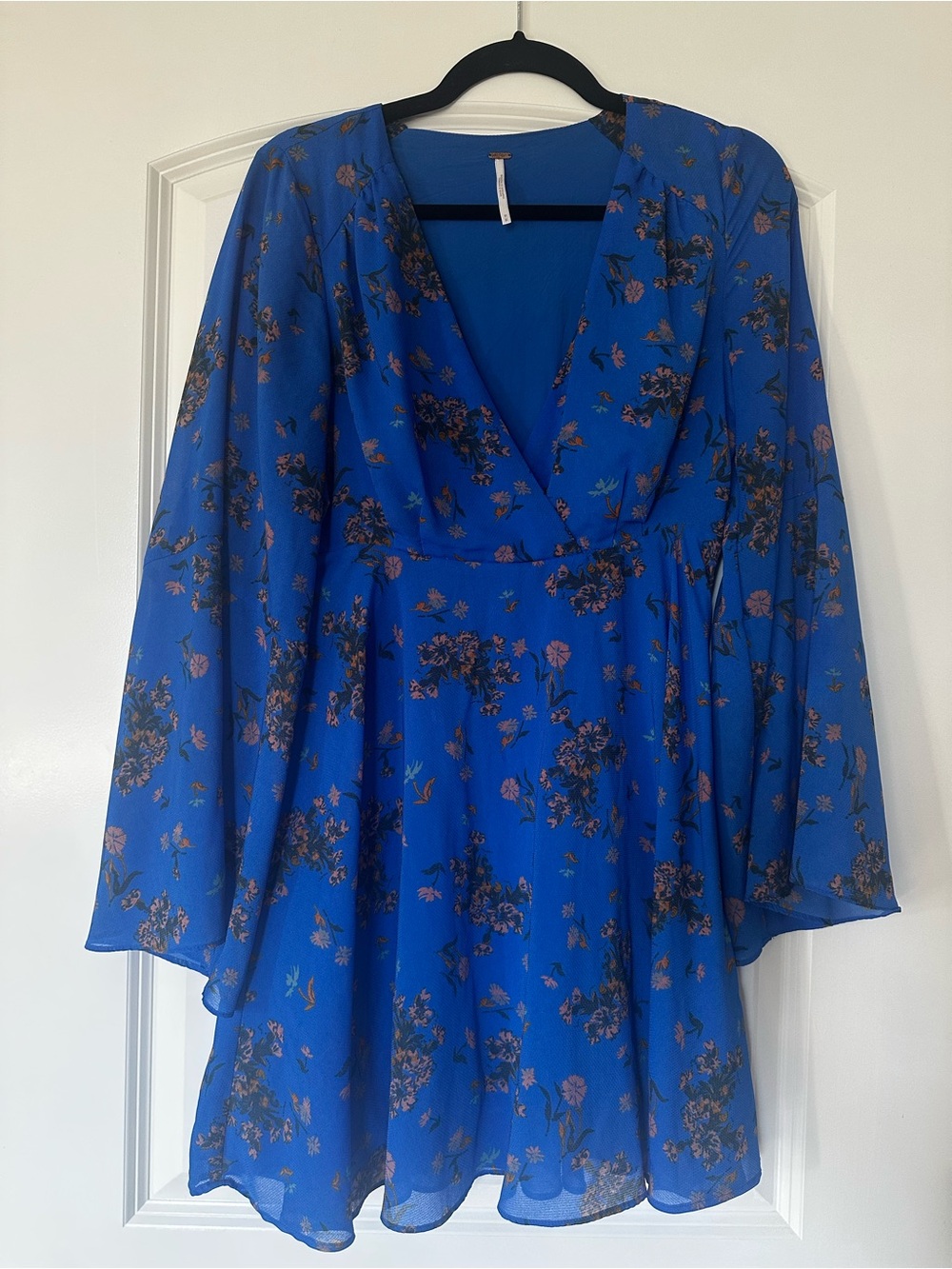 Free People Royal Blue Floral Mini Dress - Picture 1 of 6